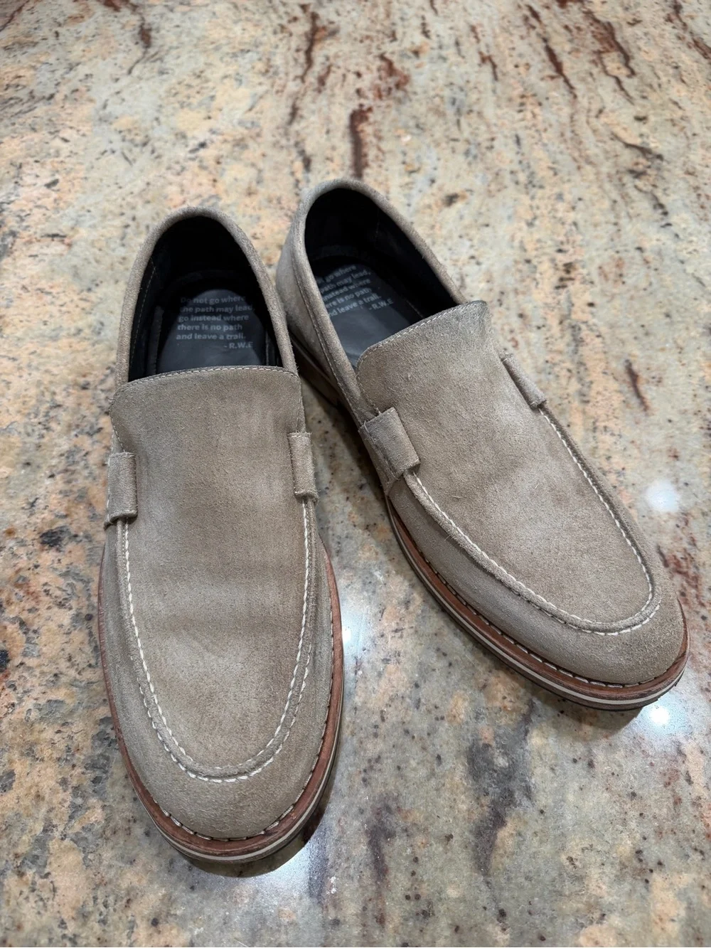 Men's Helm Suede Penny Loafers in Taupe - Casual Dress Slip-Ons Size 12